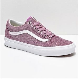 Vans Old Skool Pink & White Glitter Skate Shoes
